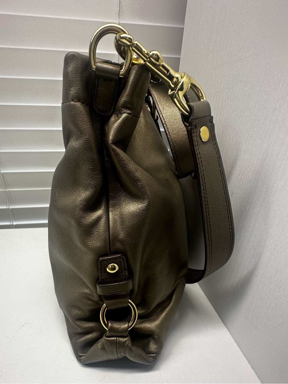 Coach Ashley Metallic Bronze Leather Carryall/ Satchel - Picture 3 of 14